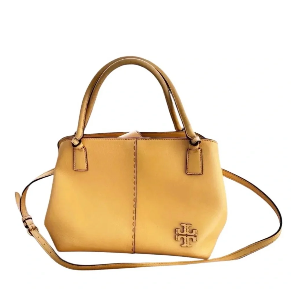 Tory Burch McGraw Small Leather Tote – Butter Yellow - Picture 1 of 16